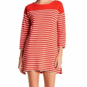 JCrew Red Striped Boatneck Cotton Tunic Dress XS S